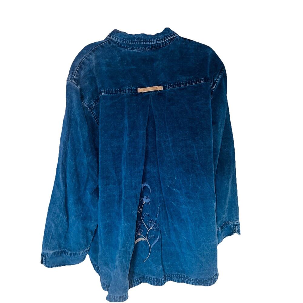 J Jill Denim Women’s Jean Button Front Distressed Jacket Blazer Size XL - Picture 4 of 8